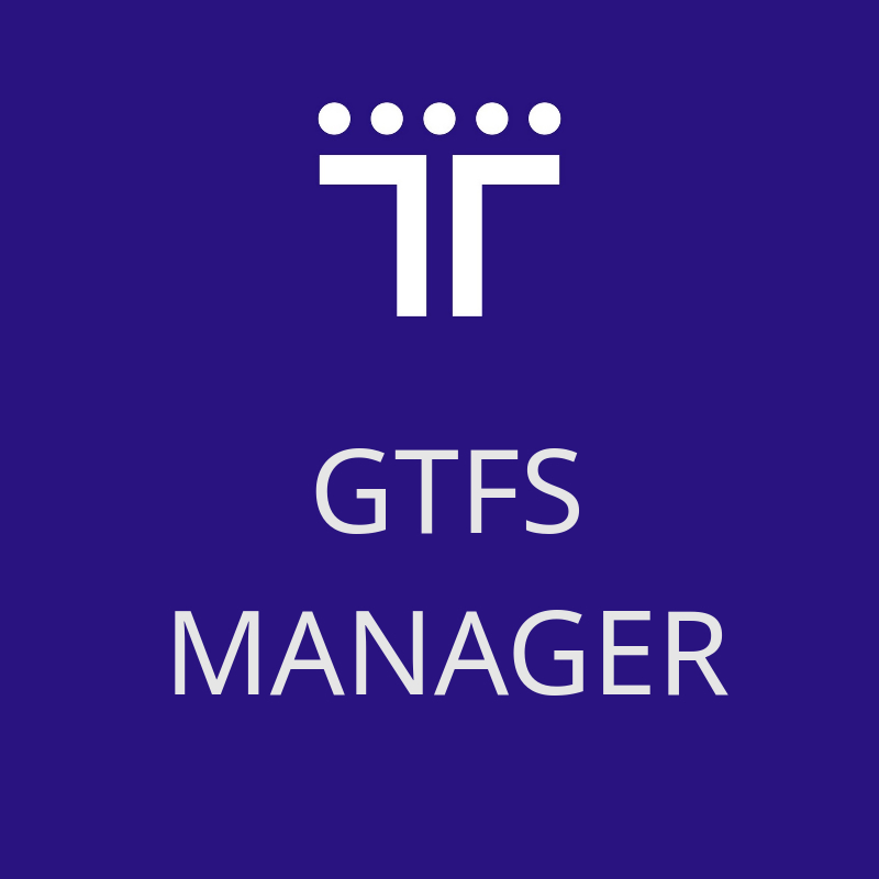 An image containing the logo for Transport Victoria and the words GTFS MANAGER